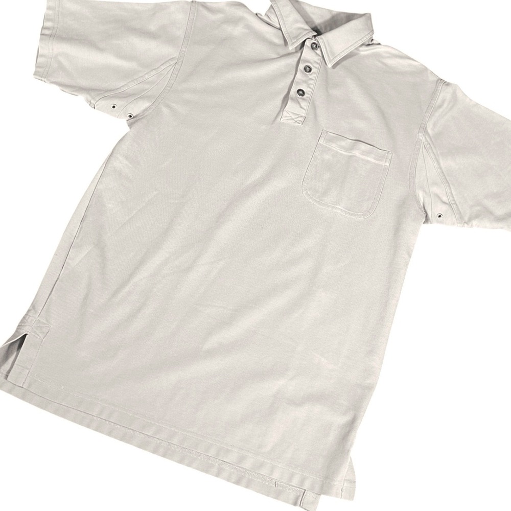 Duluth Trading Co Polo Mens Medium Tan Short Sleeve Coolmax Pocket Workwear